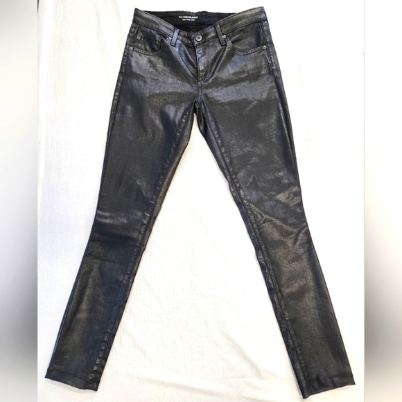 AG Women's Metallic Black Super Skinny Ankle Leggings Pants, sz 26R - Picture 1 of 9